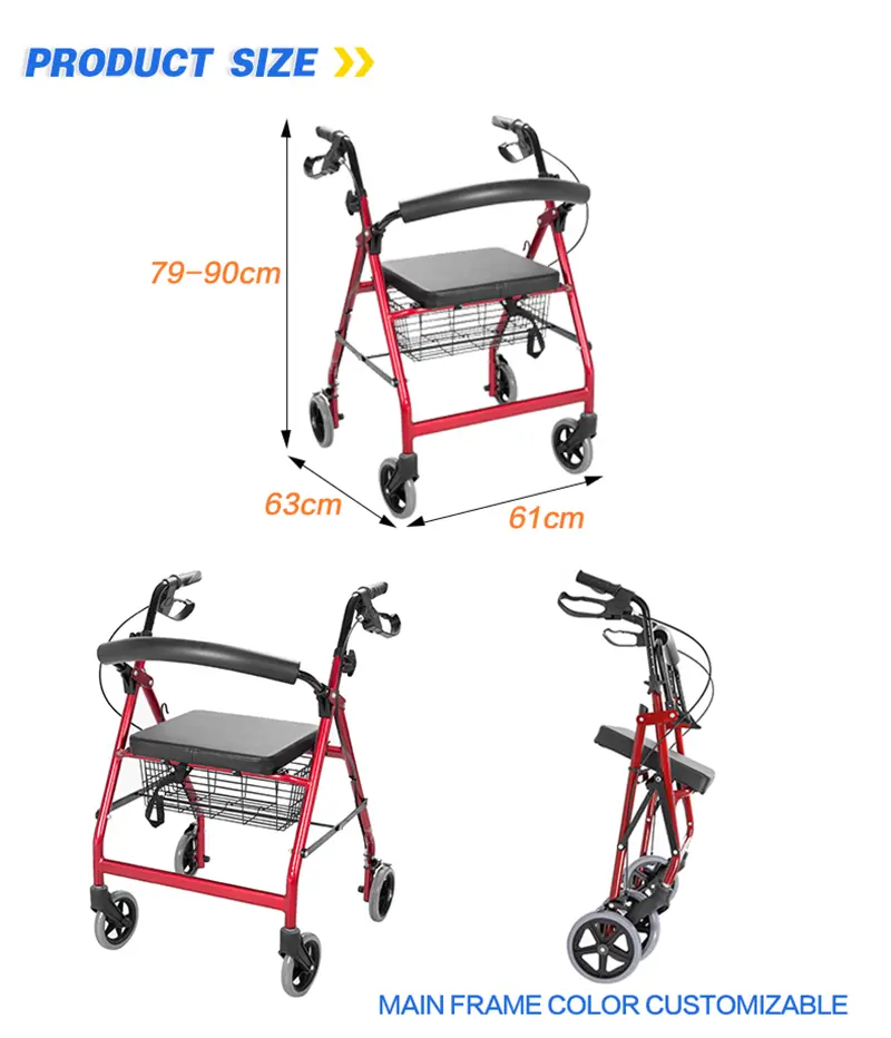 Folding Rollator Walker With Seat