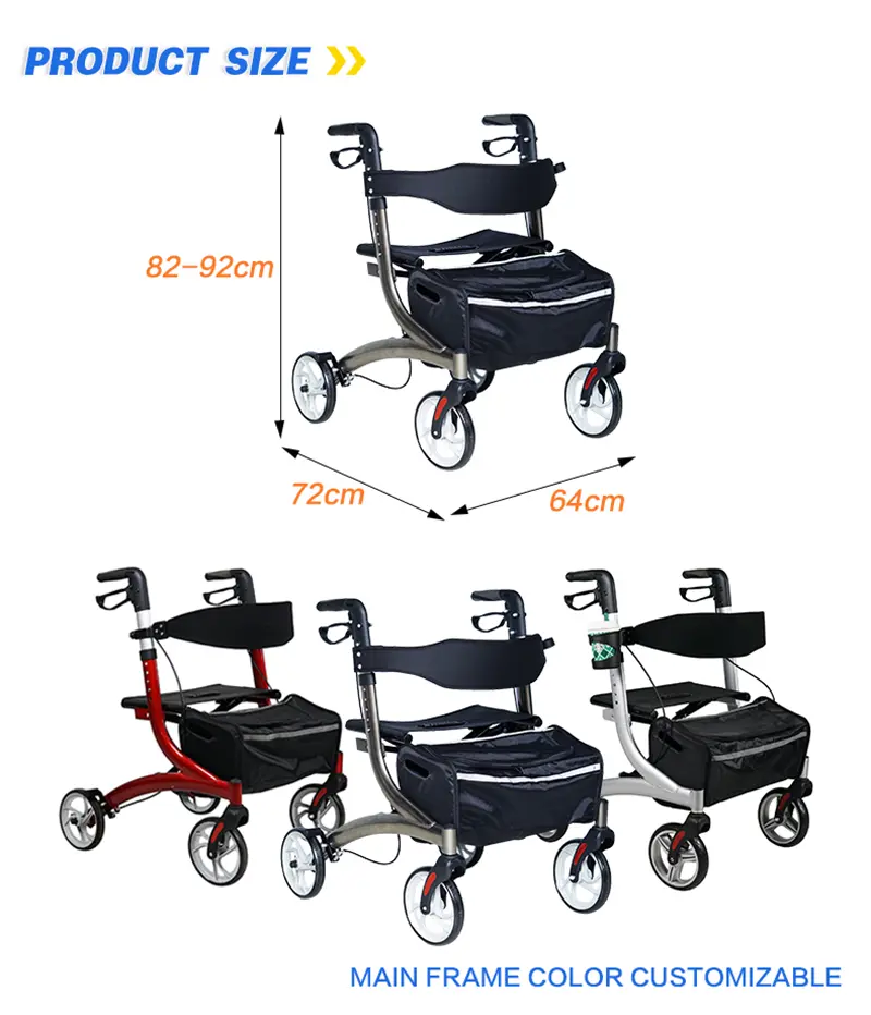 Heavy Duty Rollator Walker With Seat
